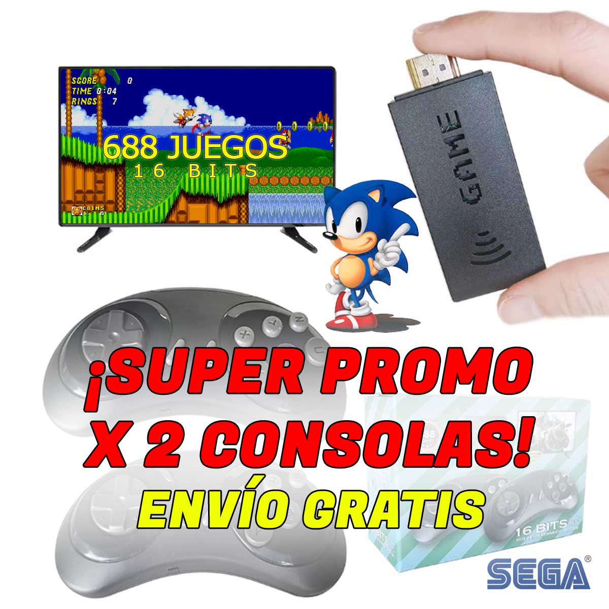 Consola Retro Mini 16 Bits HDMI ¡SUPER PROMOCIÓN x 2 + ENVÍO GRATIS! 1 Consola Retro Mini 16 Bits HDMI ¡SUPER PROMOCIÓN x 2 + ENVÍO GRATIS!